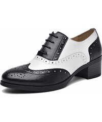U-lite Damen Perforierte Schnürschuhe Wingtip Leder Flache Oxfords Vintage Oxford Schuhe Brogues 