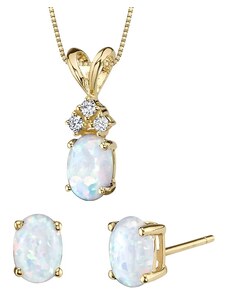 Eppi Schmuckset mit weißen Opalen und Diamanten Abbie