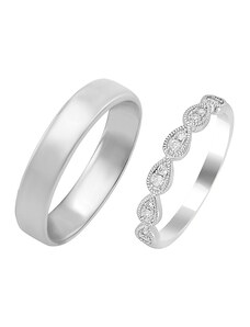 Eppi Eheringe aus einem Vintage-Ring mit Lab Grown Diamanten und einem Komfort-Ring Lacy