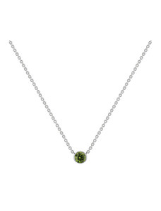 Eppi Silberne minimalistische Kette mit einem grünen Diamanten Glosie