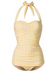 Esther Williams Gingham-Sommer-Badeanzug in Gelb und Weiß
