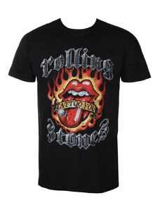 Metal T-Shirt Männer Rolling Stones - Flaming Tattoo - ROCK OFF - RSTEE19MB