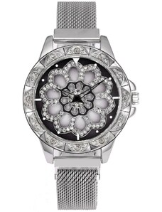 IZMAEL Magnetische Uhr Flowers - Silber KP5072