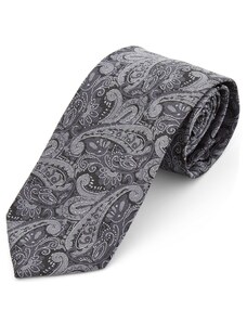 Tailor Toki Breite Silbergraue Paisley Polyester Krawatte