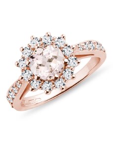 Luxuriöser Ring mit Morganit und Diamanten aus Roségold KLENOTA K0617024