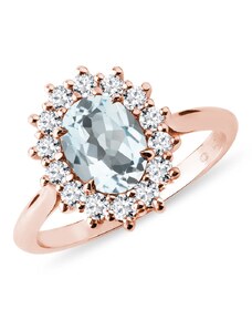 Ring mit Aquamarin und Diamanten im Brillantschliff aus Roségold KLENOTA K0651074