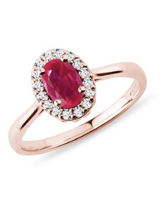 Rubin-Ring in Roségold mit Diamanten KLENOTA K0185154