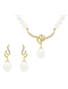 Eppi Goldenes Schmuckset mit Perlen und Diamanten Giusepina