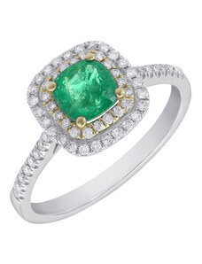 Eppi Ring aus zwei Goldarten mit Smaragd und Diamanten Vicente