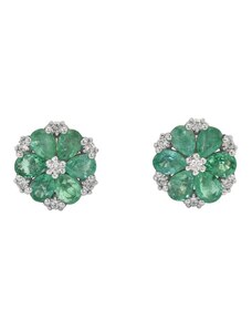 Eppi Blumen Ohrringe mit Diamanten und Smaragden Shadi