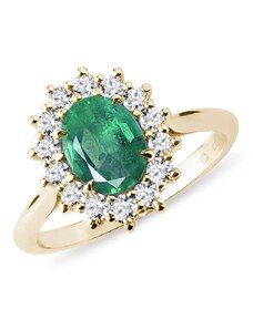 Ring mit Smaragd und Diamanten im Brillantschliff in Gold KLENOTA K0651043