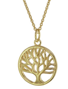 trendor Damen-Halskette mit Anhänger Lebensbaum Silber Vergoldet 75655
