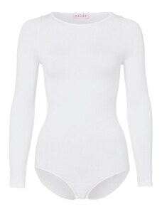 FALKE Damen Shapewear Ganzkörper-Body Fine Cotton Crew Neck W BO Weiches Material Langarmbody 1 Stück, Weiß (White 2209), M