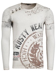 Rusty Neal Longshirt Oil Washed mit Knopfleiste