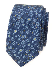 Avantgard Schmale Krawatte mit blau-gelbem Muster