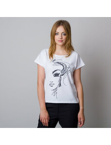 Willsoor Damen T-shirt in Weiß mit schwarzem Aufdruck 11940