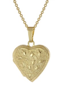 trendor Medaillon Herz mit Kette Gold plattiertes 925 Silber 39535-42, 42 cm