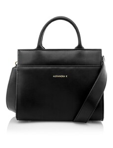 Alexandra K Vegan Leather Handbag True Midi - Black Ink Corn