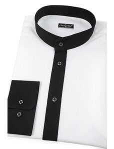 Avantgard Weißes slim Hemd mit schwarzem Flügelkragen