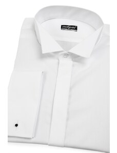 Avantgard Smokinghemd SLIM für Manschettenknöpfe Weiß glatt