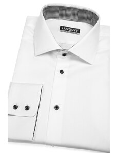 Avantgard Weißes Herrenhemd im klassischen Stil mit schwarzen Knöpfen