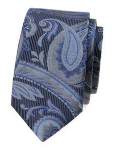 Avantgard Blaue schmale Krawatte mit modernem Muster