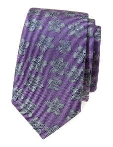 Avantgard Lila schmale Krawatte mit grauem Muster