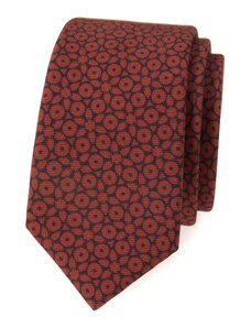 Avantgard Schmale braune Krawatte mit dunkelblauem Muster