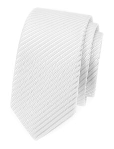 Avantgard Weiße, schmale Krawatte mit glänzenden Streifen