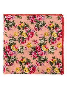 Avantgard Herren Baumwoll-Einstecktuch rosa und gelbe Blumen