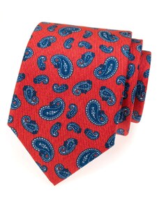 Avantgard Rote Krawattte mit blauen Paisley-Motiven