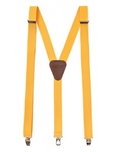 Avantgard Gelbe Hosenträger mit braunem Leder und Metallclips