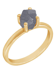 Eppi Goldener Ring mit Rohdiamant in dunkelgrau Nemy