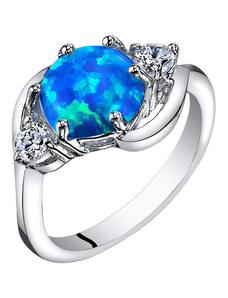 Eppi Silberner Ring mit blauem Opal und Zirkonia Jimena