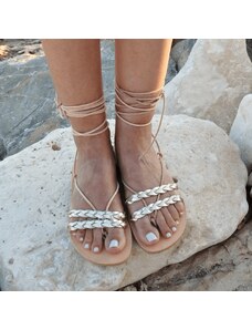 Grecian Sandals Braided Lace Up Leather Sandals - Multiple Colors