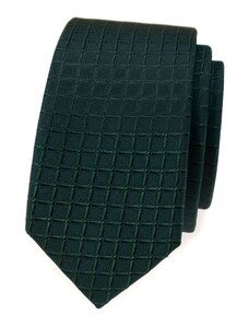 Avantgard Dunkelgrüne schmale Krawatte mit Gittermuster
