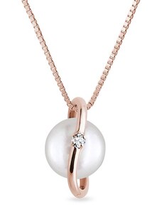 Goldene Halskette mit Perle und Diamant KLENOTA K0067034