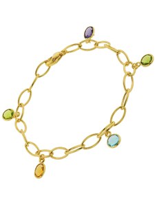 trendor Armband für Damen Gold auf Silber 925 mit Bunten Quarzen 51186