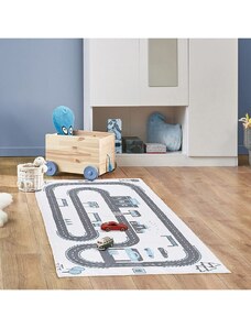 The Home Deco Kids Baumwoll-Teppich "Circuit" in Weiß - (L)140 x (B)70 cm | onesize