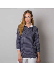 Willsoor Damen T-Shirt dunkelblau mit weißen Streifen 12977