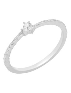 Eppi Silberner Ring mit Diamanten im Hammerschlag-Design Milan