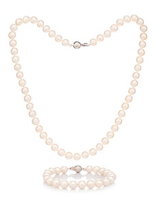 Buka Jewelry Perlenset Mutiara 8 AA (PerlenArmband und PerlenHalskette) – weiss