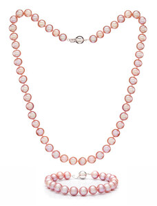 Buka Jewelry Perlen Schmuckset Mutiara (Perlen Armband und Perlen Halskette) – lila