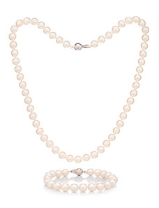 Buka Jewelry Perlenset Akoya 7 AAA (PerlenArmband und PerlenHalskette) – weiss