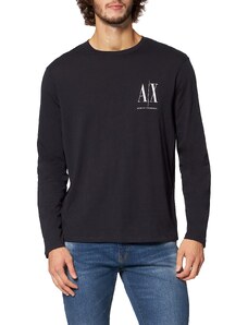 Armani Exchange Herren Long Sleeves, Front Print Logo T-Shirt, Blau, M