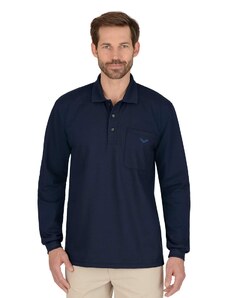 Trigema Herren Langarm Poloshirt, Blau (Navy 046), 4XL