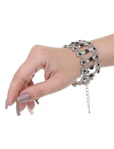 Damen-Armband mit schwarz Strass-Steinen 1088B