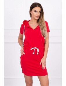 Mondo Italia, s.r.o. Kleid mit Taschen und Kapuze MI8982 rot