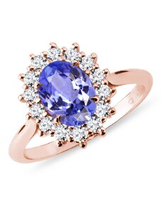 Tansanit-Ring mit Diamanten in Roségold KLENOTA K0651014