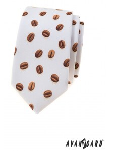 Avantgard Cremige schmale Krawatte mit Kaffeebohnen